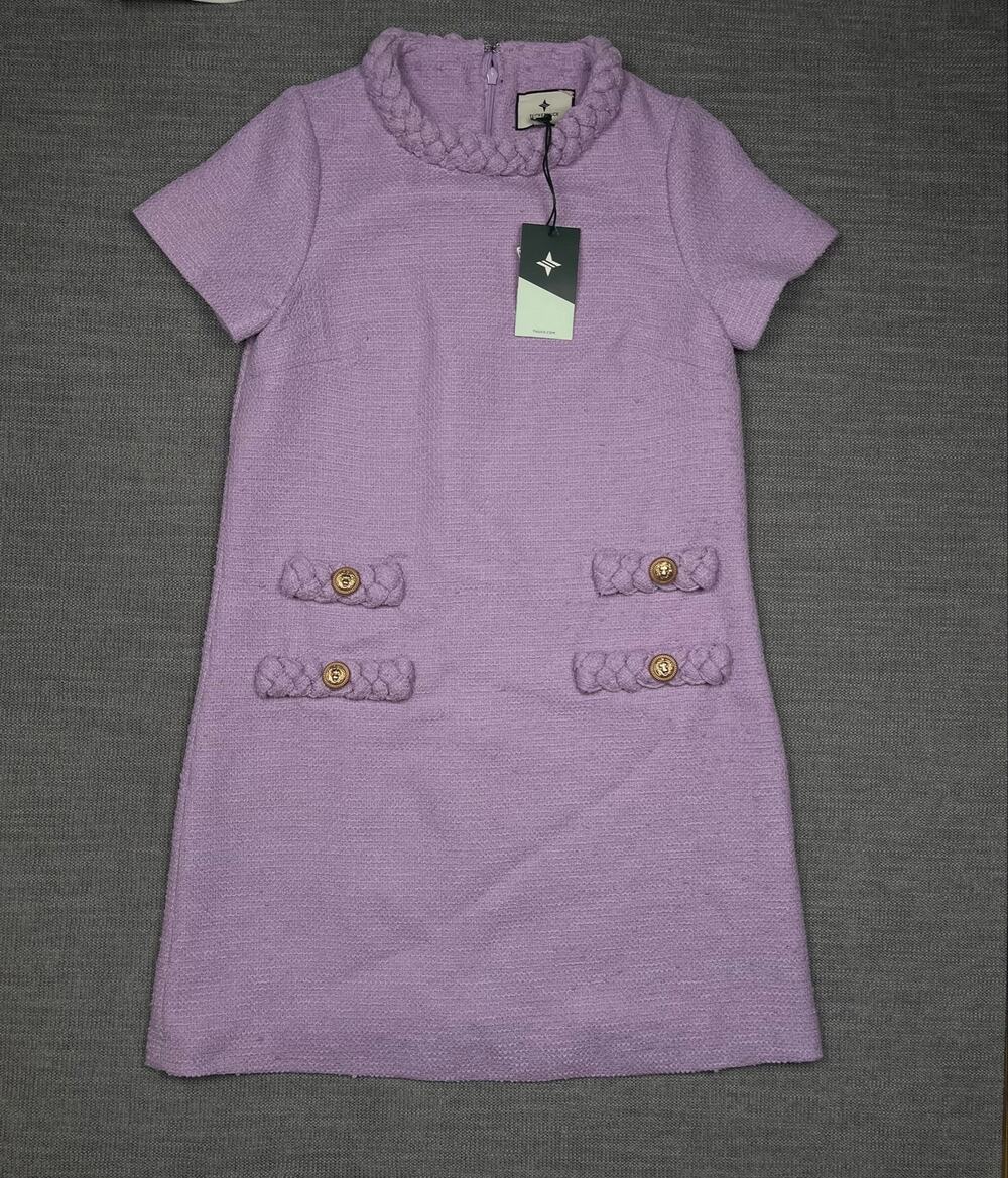 Tuckernuck Jackie Dress Womens XS Purple Lilac Crocus Petal Tweed Mini